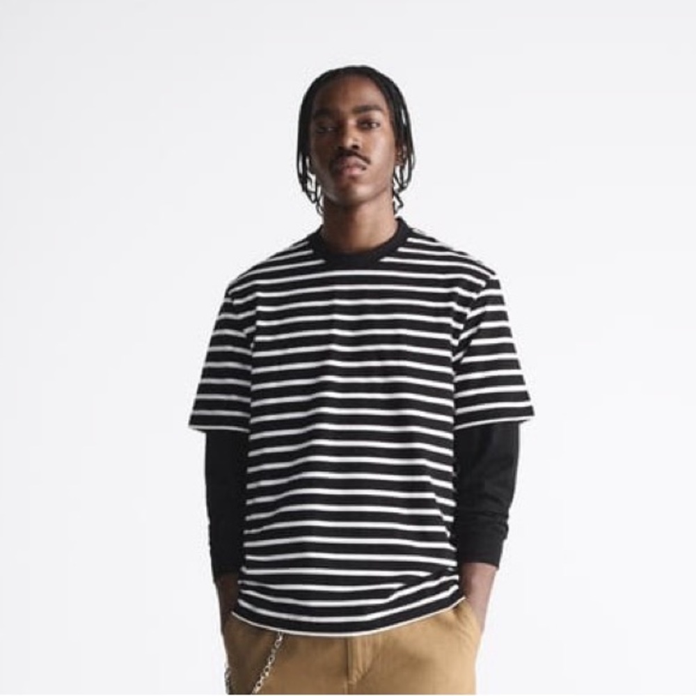 ZARA Basics Striped Men’s Heavyweight Tee